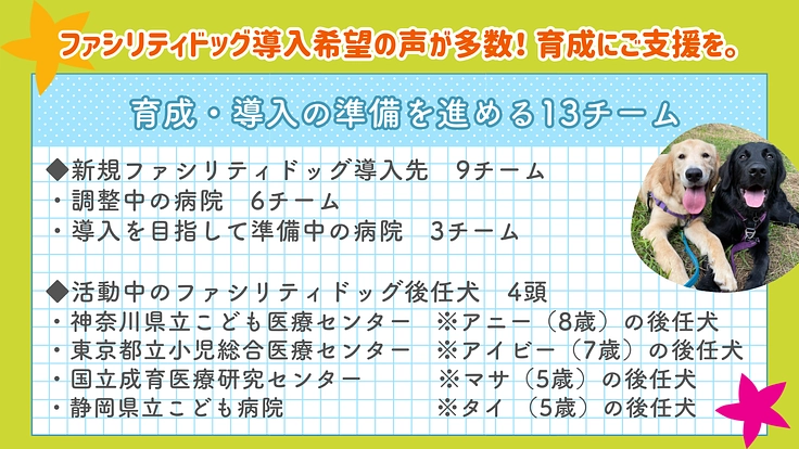 入院する子どもたちを笑顔に！ファシリティドッグ育成基金2024 4枚目