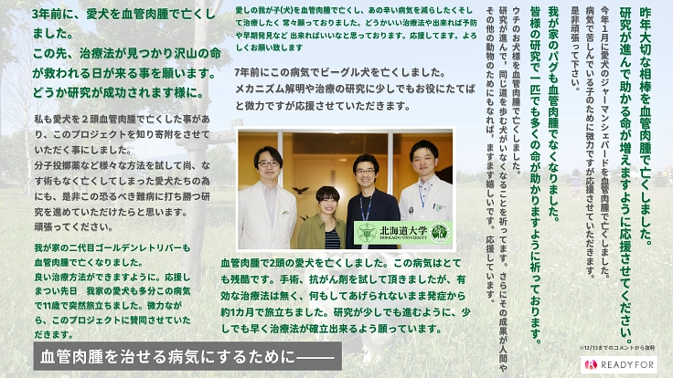 血管肉腫を治療可能にするために、基礎研究を加速させる 3枚目