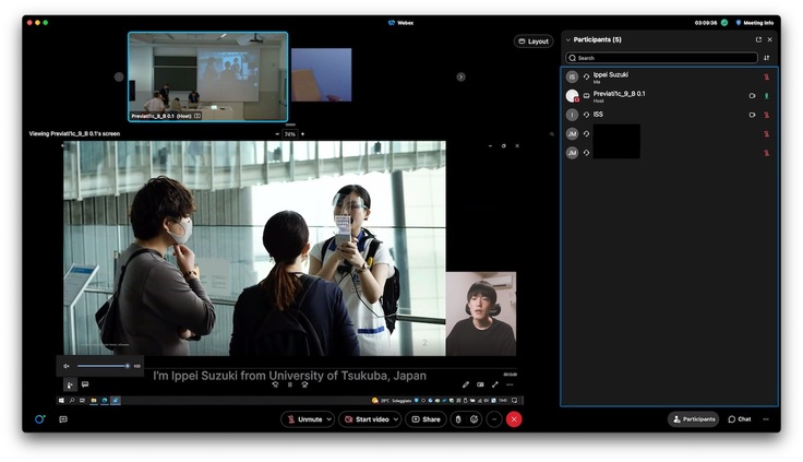 ICCHP-AAATE 2021 にて，発表前リハーサルの様子。WebExのスクリーンショット。