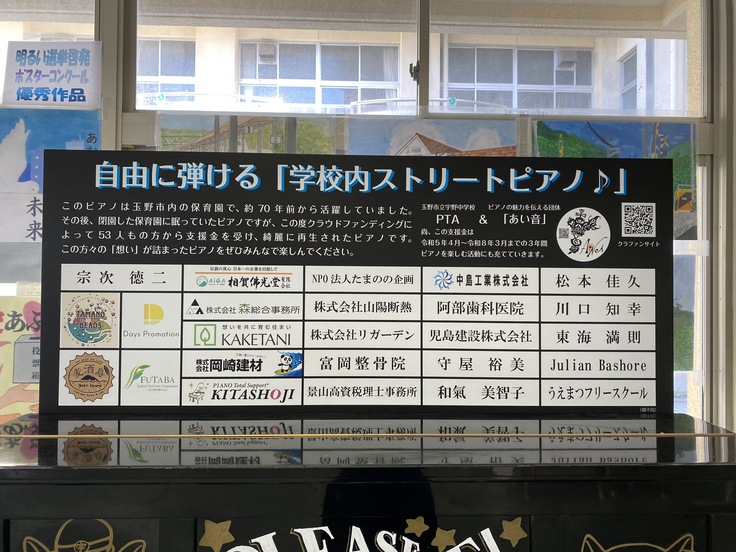 宇野中ピアノクラファン支援者様一覧パネル