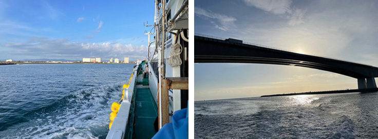 穏やかな波に揺られながら帰港