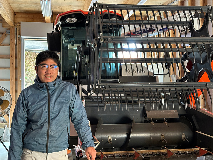 加藤さんとコンバイン