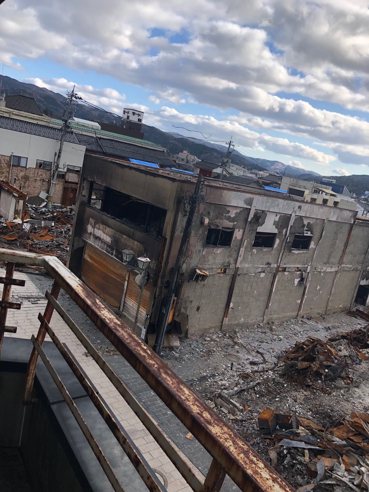 店舗３階から朝市通りの眺め