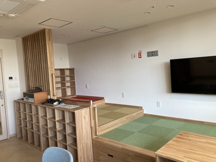 赤城山や榛名山をイメージしたカラーと，高さに変化のある床です．