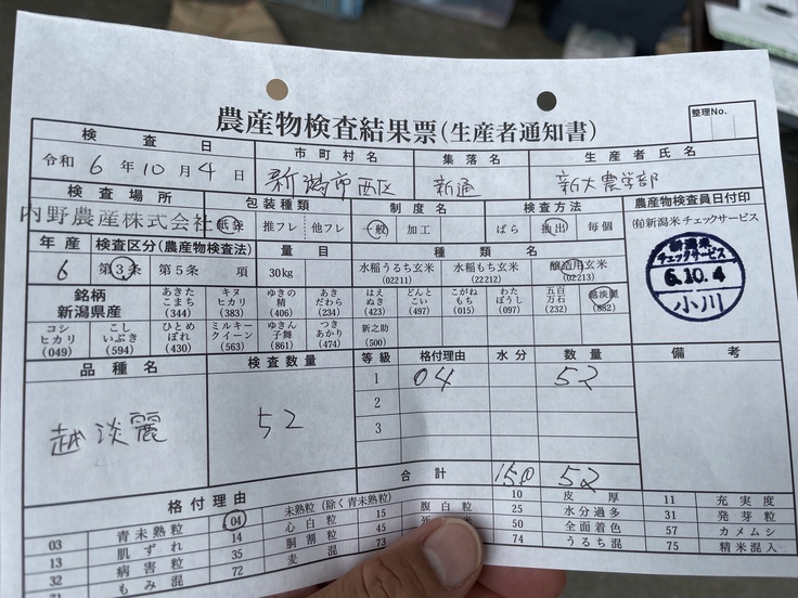 内野農産より農産物検査結果票20241004.jpg