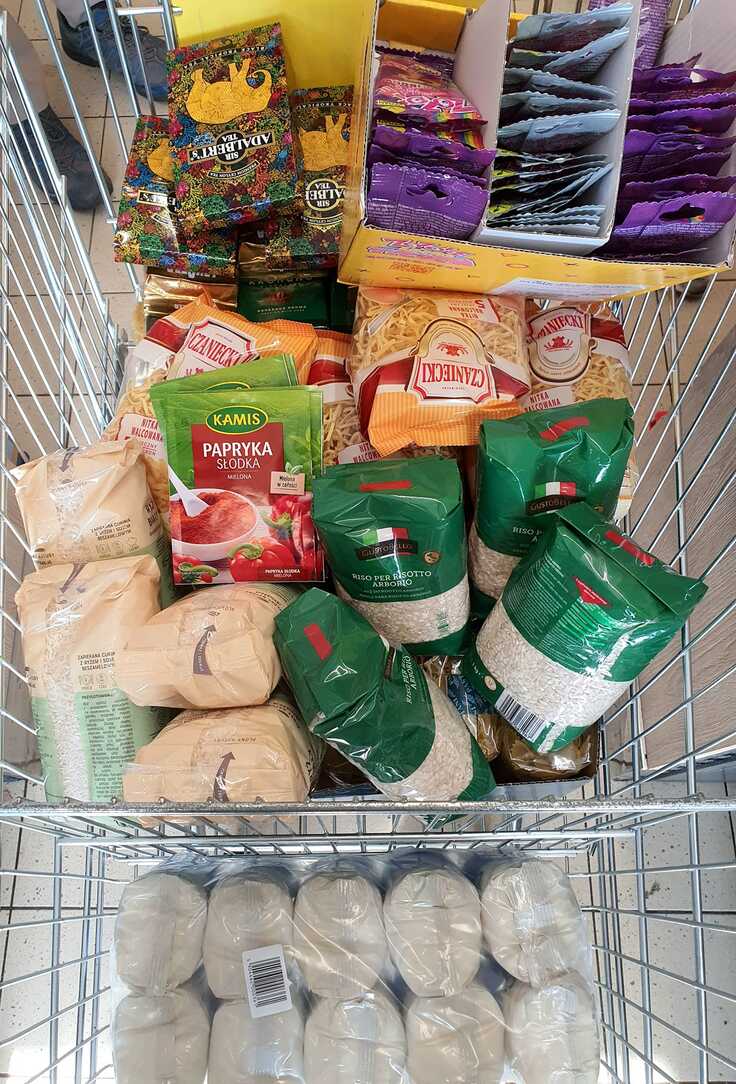 ジトーミルの、主に孤児たちに向けた食料支援を実施