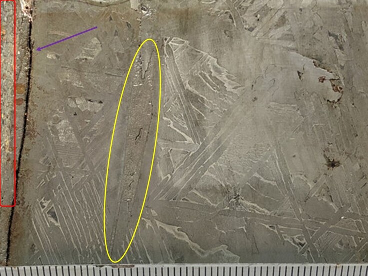 隕鉄の破断面に見られる組織