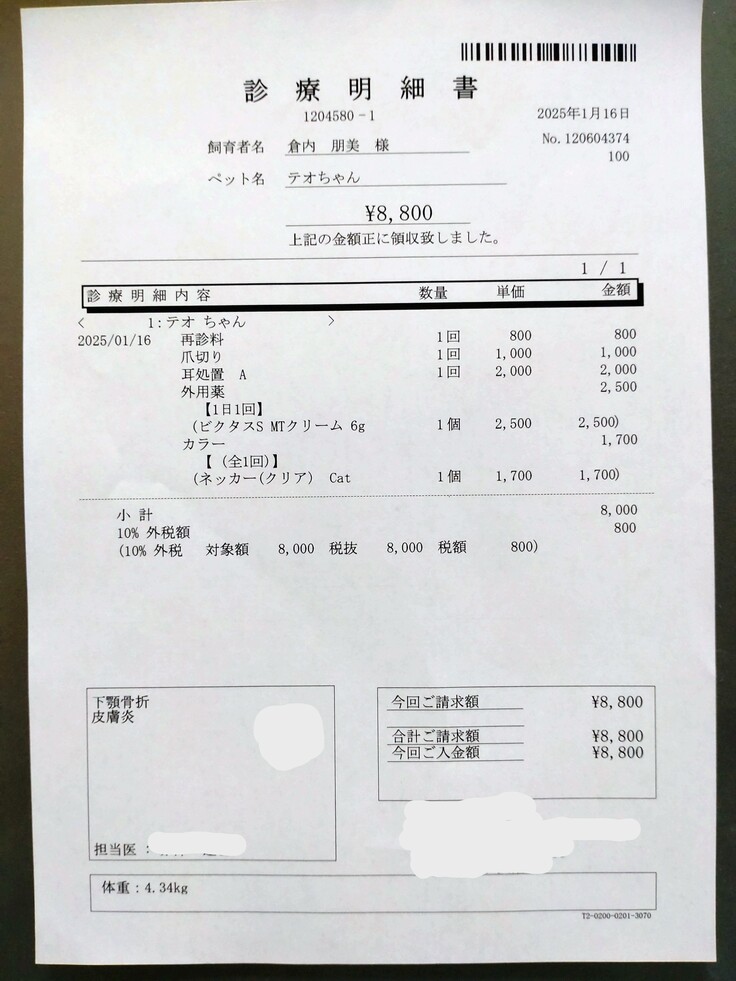 エリザベスカラーなど8800円