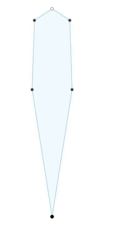 作図ソフト上で描いた日本刀の断面形状の一例