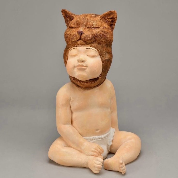 彫刻作品《じーじ限定猫かぶり》