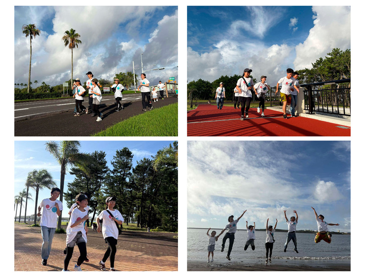 海沿いを参加者みんなで走る様子