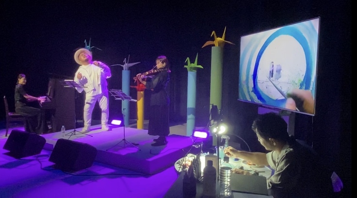 上映後にPEACEライブ。被爆した「明子さんのピアノ」と被爆した「パルチコフさんのバイオリン」で演奏いただきました！