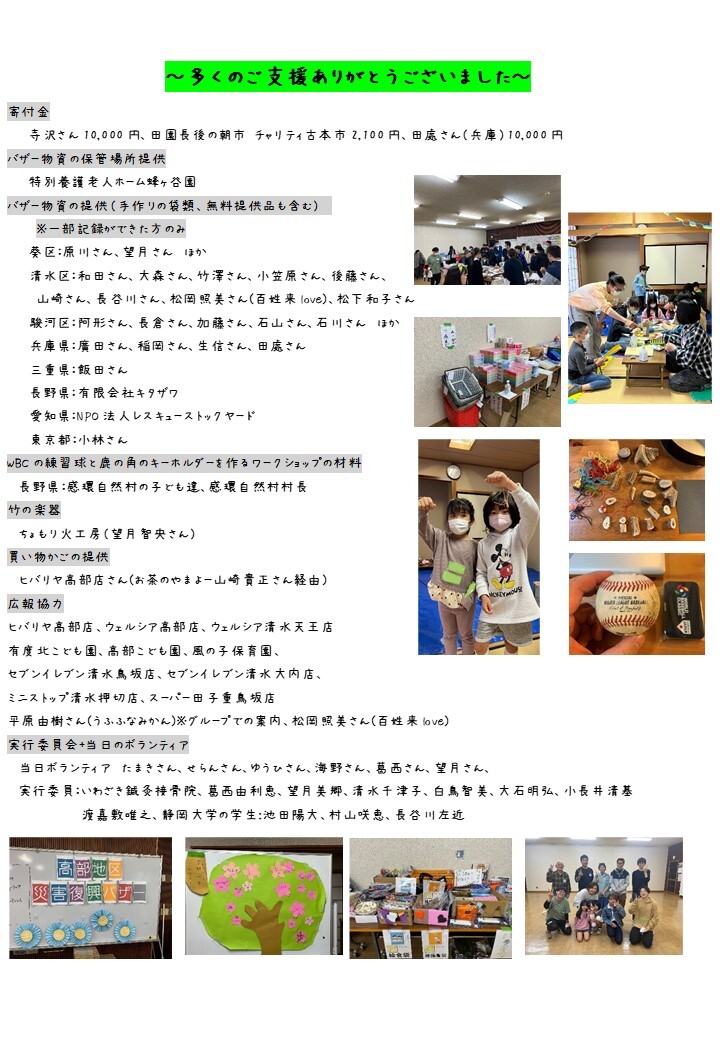 復興バザー報告書