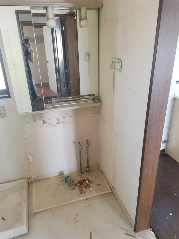 洗面台取外し後。洗面台が重かった。。