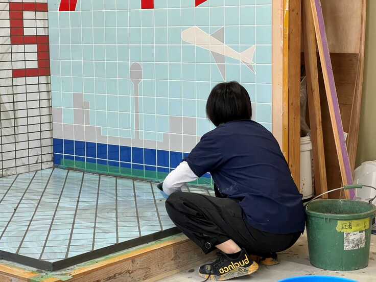 2.目地セメント塗り作業1