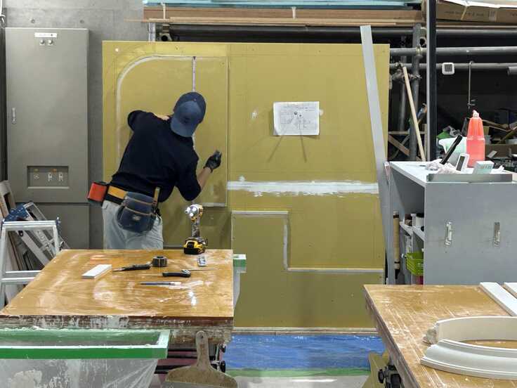 左官職種　通し練習　軽量鉄骨＋ボード張り作業 木内選手